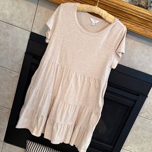 Time and Tru Beige Tiered Tunic Dress